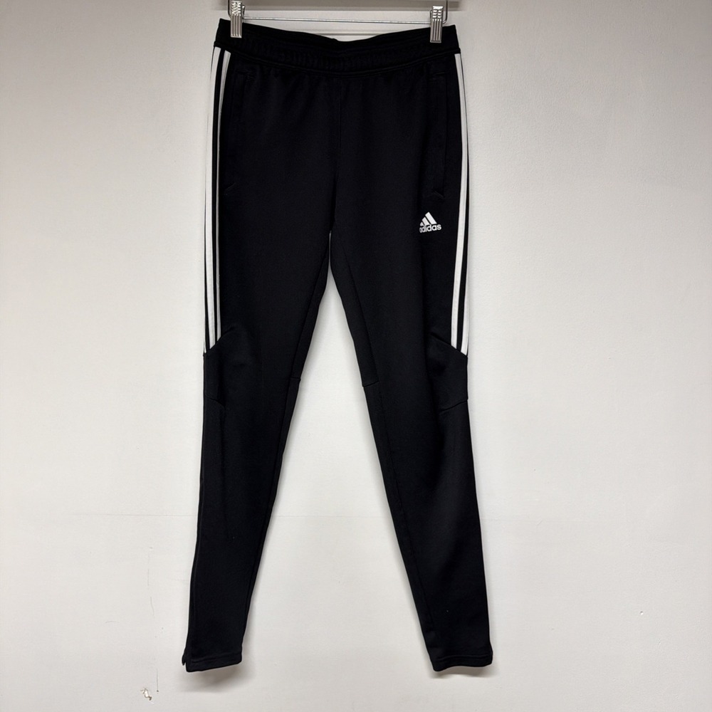 Adidas Jogger Pants Womens Small Tapered Logo Stripes Black Climacool